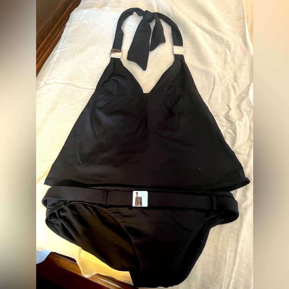 Gorgeous Black Tankini with Silver Accent